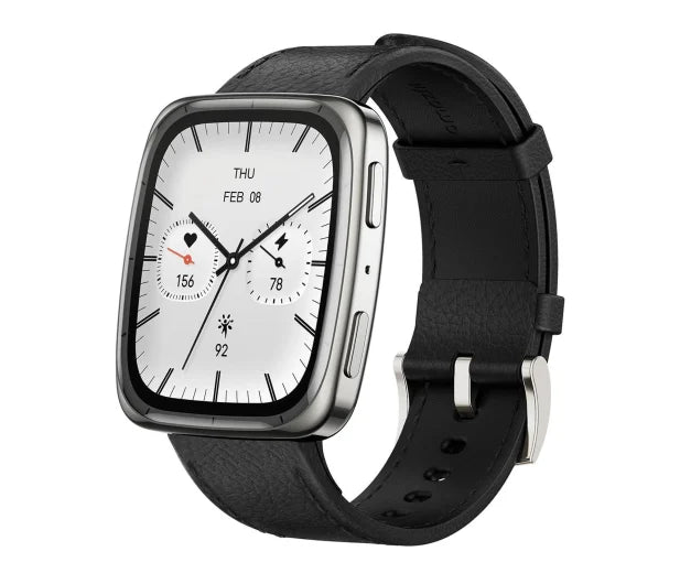 Amazfit Smartwatch Active 2 Square Skórzany Pasek NFC Czarny