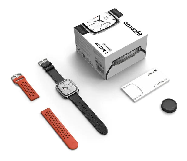 Amazfit Smartwatch Active 2 Square Skórzany Pasek NFC Czarny