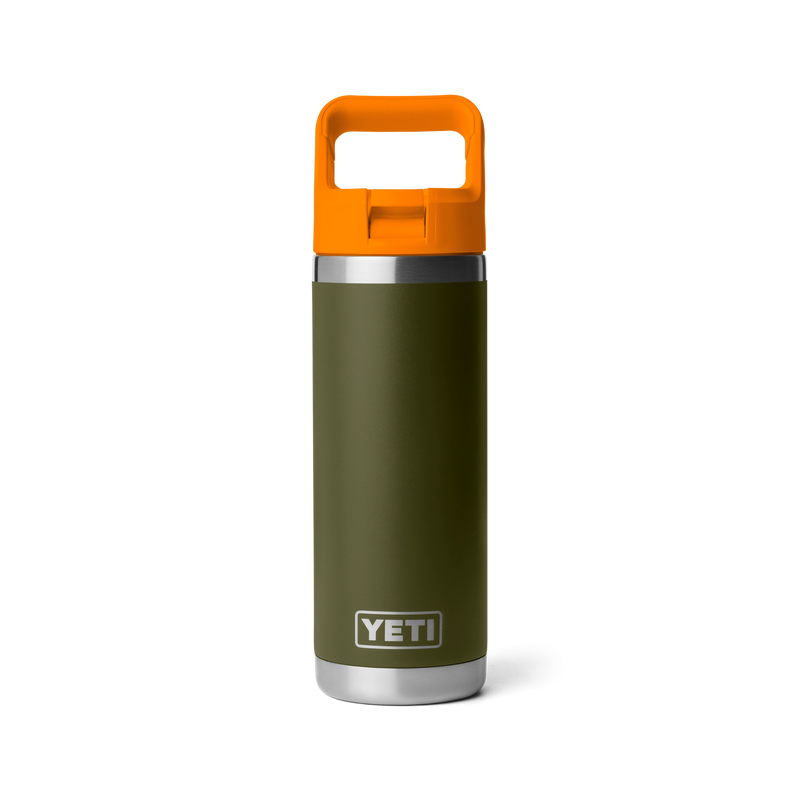 YETI Rambler - Butelka termiczna 532 ml ze słomką, Olive/King Crab Orange