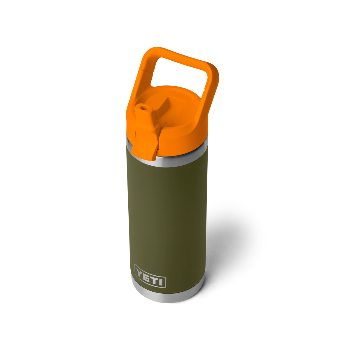YETI Rambler - Butelka termiczna 532 ml ze słomką, Olive/King Crab Orange