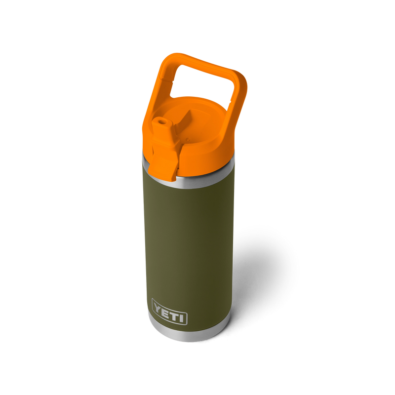 YETI Rambler - Butelka termiczna 532 ml ze słomką, Olive/King Crab Orange