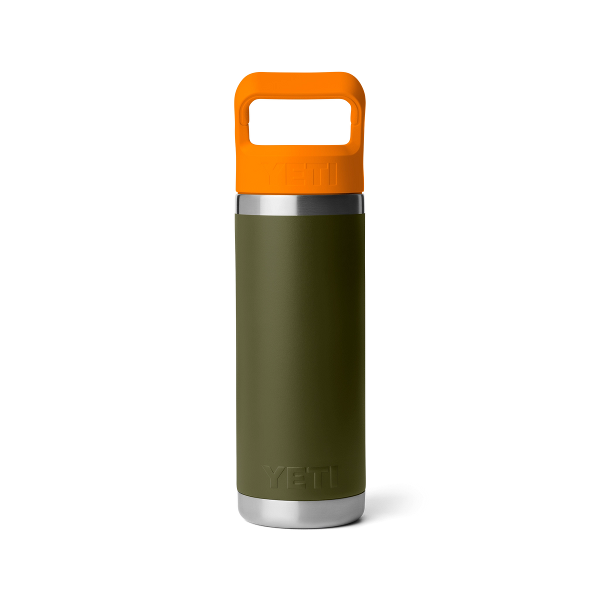 YETI Rambler - Butelka termiczna 532 ml ze słomką, Olive/King Crab Orange