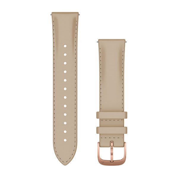 Garmin Pasek z mechanizmem szybkiego odłączania (20 mm) – Włoska skóra Light sand (jasnopiaskowy), Zapięcie 18K Rose gold PVD (różowe złoto)